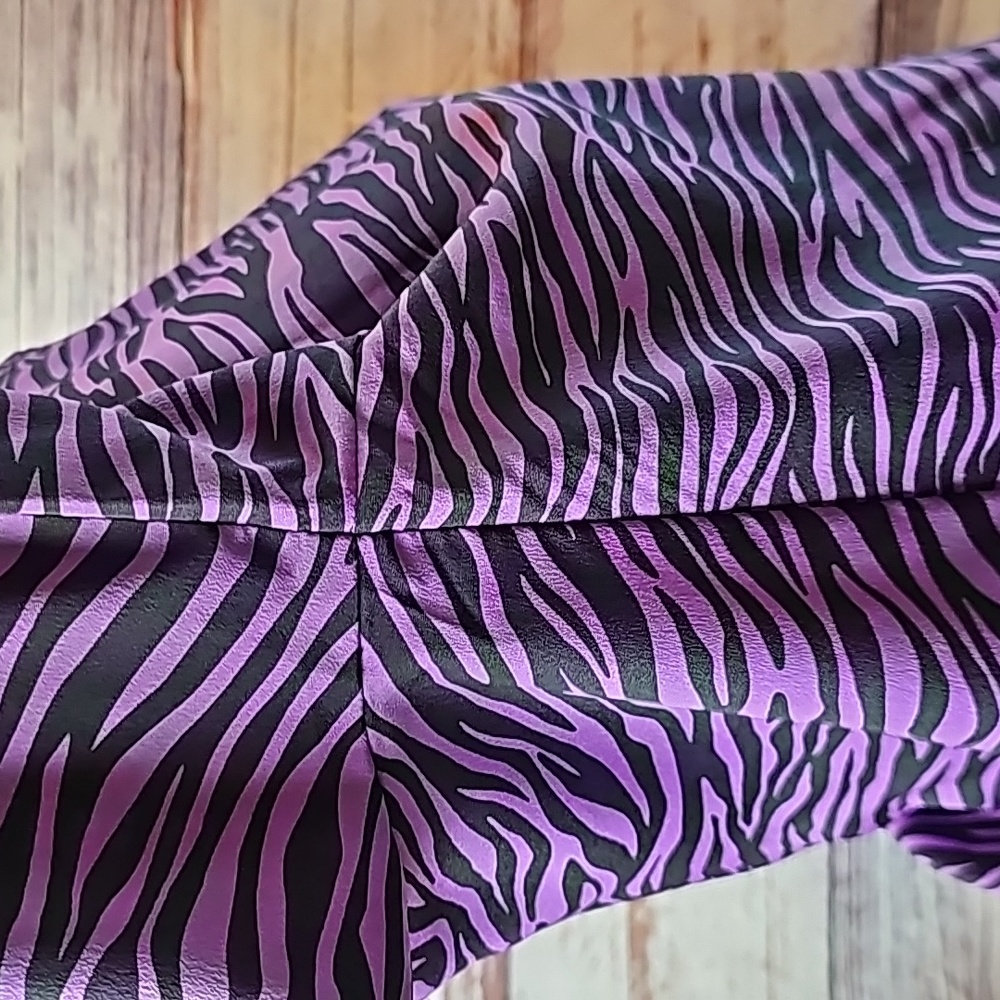 NEW MICHAEL MICHAEL KORS FLAWED PURPLE ZEBRA PRINT 3/4 SLEEVE BANDED TOP BLOUSE - Picture 8 of 14
